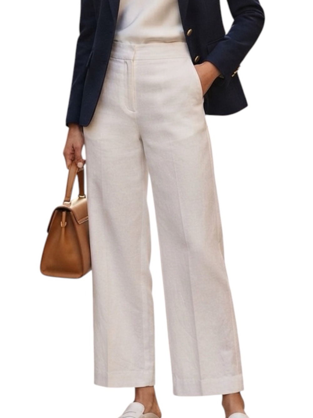 Wilfred Aritzia NWOT White Lyocell- Linen Blend Wide Leg Tailored Pants Size XXS